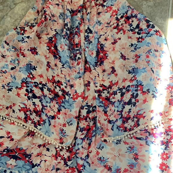 Parker Viola 100% Silk floral pompoms multicolor Romper XS - Picture 7 of 9